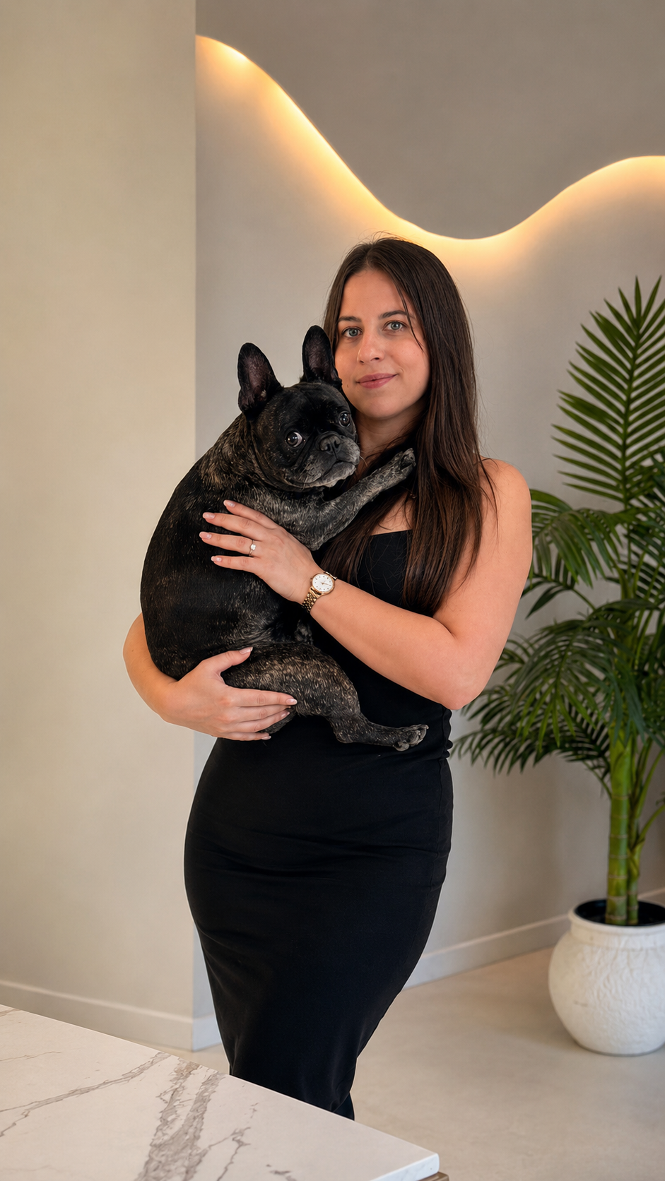 Eirini with her dog at Glossed